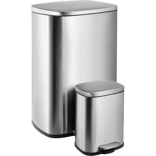 Bolt Edge 50L Küchen-Abfalleimer – Edelstahl – Fußpedal – Softclose – Integrierter Innenbehälter – Silber Image