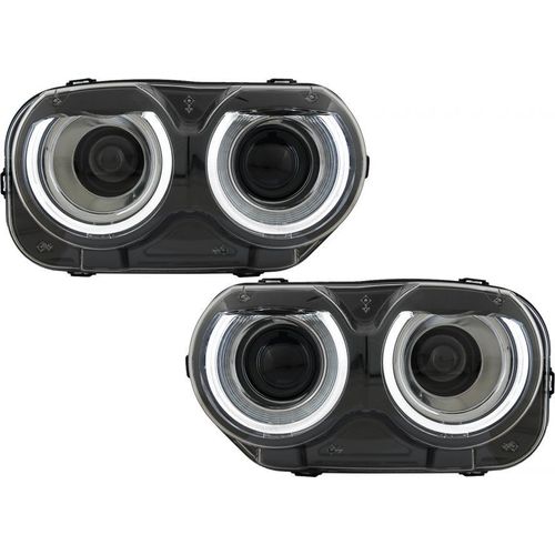 LED Scheinwerfer für Dodge Challenger 2015-2023 Schwarz für Halogen Doppelprojektor.
