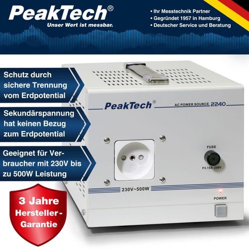 PeakTech Trenntransformator 500 W F (CEE 7/4) (PeakTech 2240)