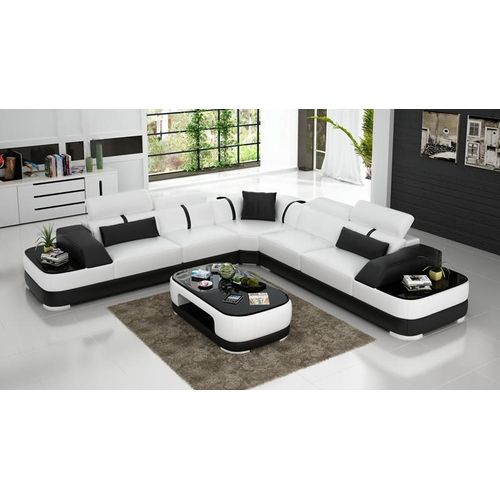 Ledersofa Polster Sitz Eck Sofa Garnitur Wohnlandschaft Wohnzimmer Couch G8026B
