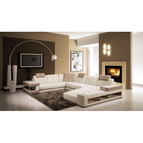 Ledersofa Ecksofa Wohnlandschaft Designer Couch Licht Sofa Polster Hallstadt -W