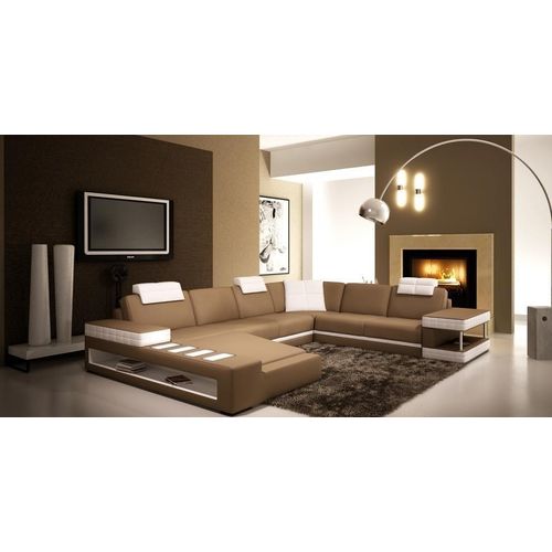 Ledersofa Ecksofa Wohnlandschaft Designer Couch Licht Sofa Polster Hallstadt -B