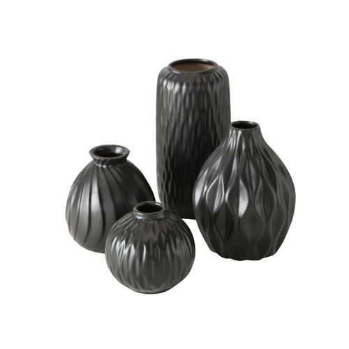 Boltze Vase Zalina 4-teilig schwarz, Blumenvase, Keramik Vase für Blumen