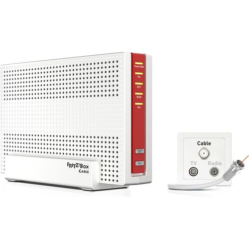 AVM Fritz!Box 6591 Cable WLAN AC + N Router (DOCSIS-3.1-Kabelmodem, Dual-WLAN Ac+N (MU-MIMO) mit 1733 (5 GHz) + 800 Mbit/S (2, 4 GHz), VoIP-Telefonanlage)