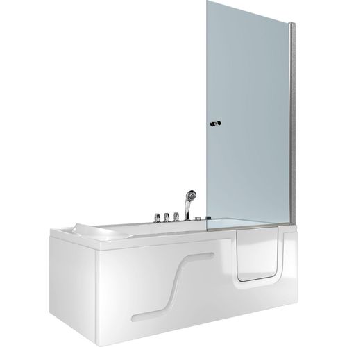 Seniorendusche Kombi Duschkabine Whirlpool Seniorenwanne mit Tür S17D-TH-WP-L-EC 150x75 cm