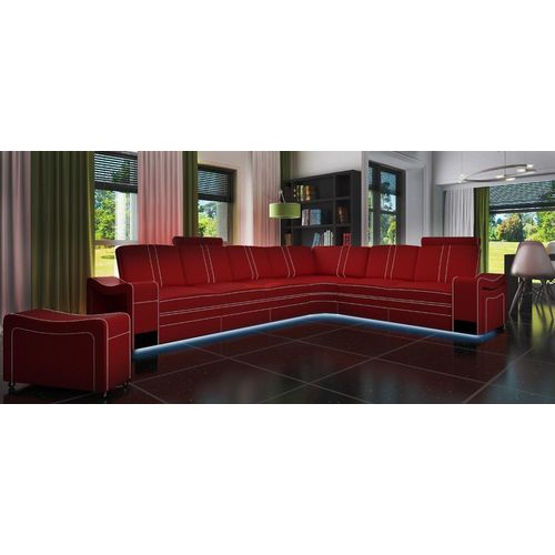 LEDERSOFA XXL WOHNLANDSCHAFT GARNITUR LEDER ECKCOUCH GARNITUR mit USB POLSTER