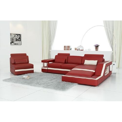 LEDERSOFA XXL WOHNLANDSCHAFT GARNITUR ECKCOUCH LEDER GARNITUR mit USB POLSTER