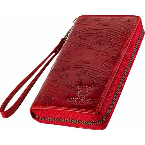 Damen Geldbörse Leder mit RFID-Schutz, Eleganter Geldbeutel mit vielen Kartenfächern, Luxus Portemonnaie, Handgefertigt, Geschenkbox für Frauen