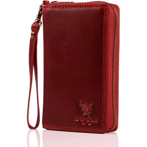 Damen Geldbörse Leder mit RFID Schutz, Elegantes Portemonnaie mit Geschenkbox, Viele Kartenfächer, Münzfach & Luxus Brieftasche für Frauen