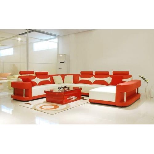 Ledersofa Polster Sitz Couch Garnitur Ecksofa Sofa Couch Wohnlandschaft Wies01