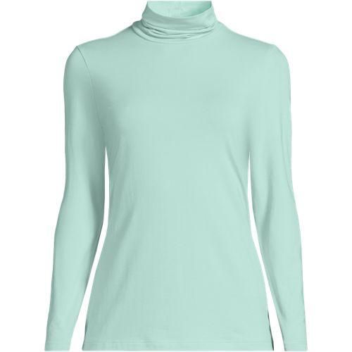 Rollkragenshirt aus Baumwoll/Modalmix, Damen,  Blau, Baumwolle/Elasthan/Baumwolle Modal, by Lands' End