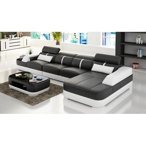 Ledersofa Polster Sitz Eck Sofa Garnitur Wohnlandschaft Wohnzimmer Couch mit USB