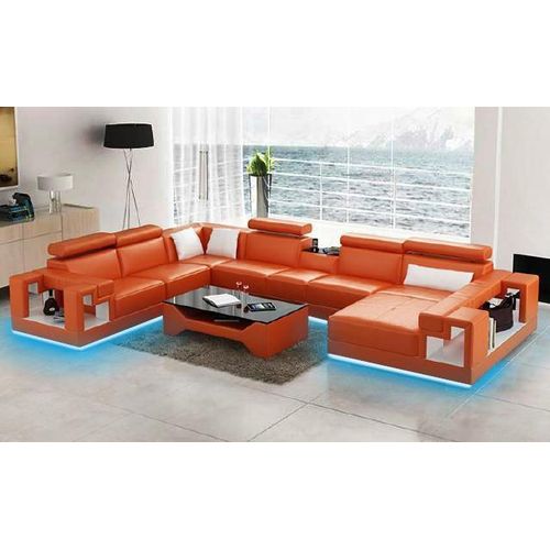 Ledersofa Wohnlandschaft Ecksofa Couch Sofa Eck Garnitur Ecke XXL Big 2710A