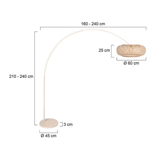 Bogenleuchte Sparkled Light, creme, Bambus, E27