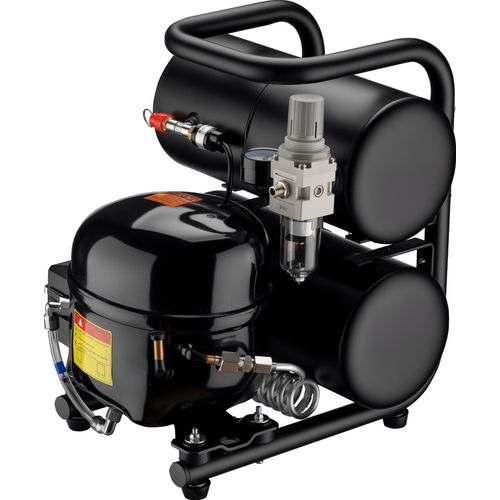 Wiltec Airbrush Kompressor HO-826, Druckluftkompressor 43-32 l/min Luftzufuhr, Kompressor für Airbrush-Pistole 2000-ml-Öltank, Luftkompressor 3-8 bar für Airbrush-Design