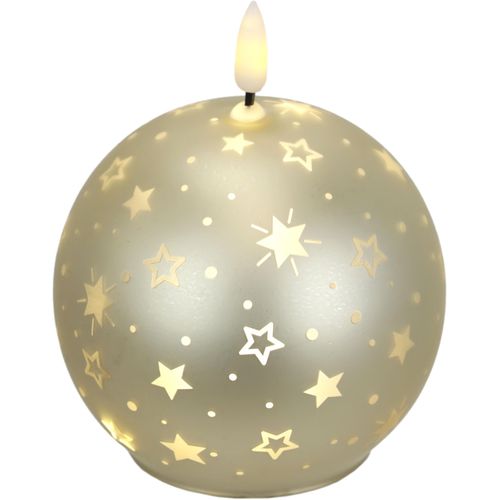 LED-Kerze I.GE.A. "Kugel-Kerze B", gold, B:10cm H:12cm, Glas, Kerzen, LED-Kerze, aus Glas batteriebetrieben mit Timer Adventskranz Adventskerzen