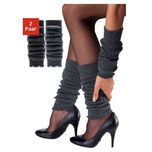 Beinstulpen LAVANA, Damen, schwarz (schwarz, grau, meliert), Strick, Wolle, meliert, Stulpen, und Armstulpen