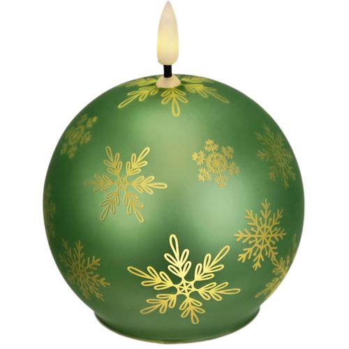 LED-Kerze I.GE.A. "Kugel-Kerze A", grün, B:10cm H:12cm, Glas, Kerzen, LED-Kerze, aus Glas batteriebetrieben mit Timer Adventskranz Adventskerzen