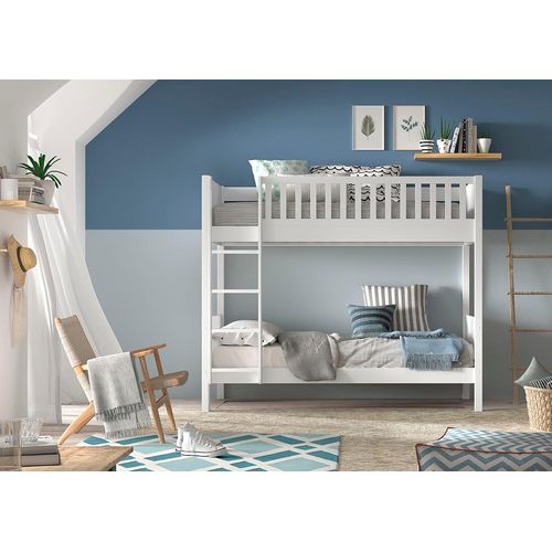 Etagenbett VIPACK, weiß, B:98,5cm H:175,4cm L:207,6cm, Etagenbetten, Etagenbett, Etagenbettbett mit 2 Liegeflächen 90 x 200 cm