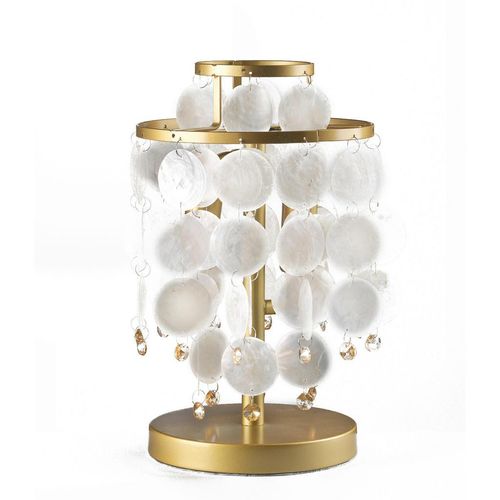 Tischleuchte , Gold, Perlmutt , Metall, Naturmaterialien , rund,rund , 20x36x20 cm , EEC , ohne Chemie , Lampen & Leuchten, Innenbeleuchtung, Tischlampen, Tischlampen