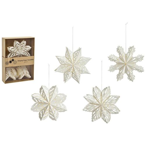 Christbaumanhänger , Weiß , Papier , 15x15x2 cm , Dekoration, Weihnachtsdekoration, Weihnachtsbaumschmuck