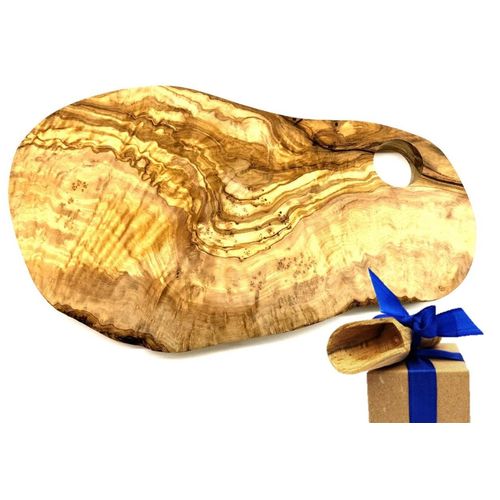 Frühstücksbrett OLIVENHOLZ-ERLEBEN "Vesperbrett Olivenholz 30-34 cm mit Loch für Ei", braun, B:15cm H:1,5cm L:32cm, Massivholz, Schneidebretter, inklusive Eierhalter im Brett