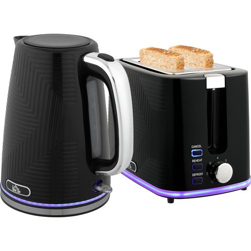 HOMCOM Wasserkocher Toaster Set Edelstahl 1,7L Wasserkocher 2 Scheiben Toaster