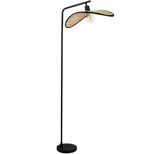 EGLO Stehlampe "Marywell Stehleuchte, Wohnzimmerlampe aus Bambus und Metall, Lampe", schwarz, 1, H: 159,5cm, 1 Stk., Leuchten, Stehleuchte - L55,5 x B34,5 x H159,5 cm - schwarz - 1X40W exkl., Stehlampe