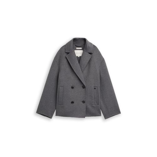 TOM TAILOR Damen Cabanjacke mit Wollanteil, grau, Meliert, Gr. XL