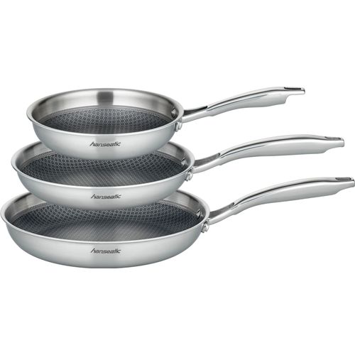Pfannen-Set HANSEATIC "hanseatic", silber, Ø:28cm, Pfannen, Dreischicht-Material, Edelstahl-Wabenstruktur, Induktion