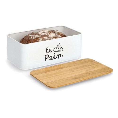 Brotkasten ZELLER PRESENT, weiß (weiß, natur), B:19,3cm H:13cm, Lebensmittelaufbewahrungsbehälter, Brotkasten, Französischen Charme