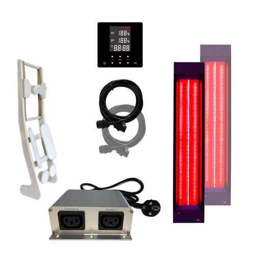 SET Infrarotstrahler 1x InfraROTmed CLASSIC 500W + 1x 750W + icon 42TOUCH + 1x Lehne für Infrarotkabine selber bauen, Vollspektrumstrahler zum Einbau
