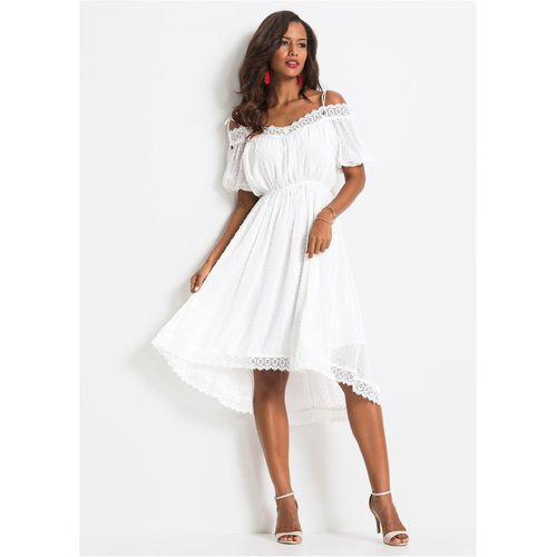 bonprix Trägerkleid mit asymmetrischem Saum, weiß, Gr.38, Romantisches Kleid mit asymmetrischem Saum