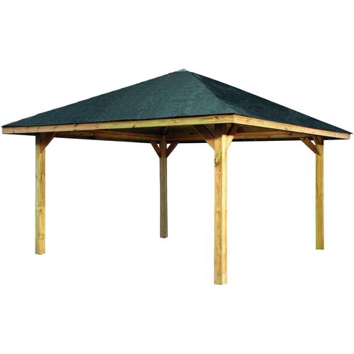 Pavillon WEKA "Gartenoase 651 A Gr.2", braun (natur), B/H/T: 480cm x 480cm, Pavillons, 19 mm Massivholzdach