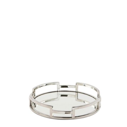 Fink Dekotablett, Silber, Metall, Glas, rund, 5 cm, Dekoration, Dekoartikel, Dekoteller & -tabletts