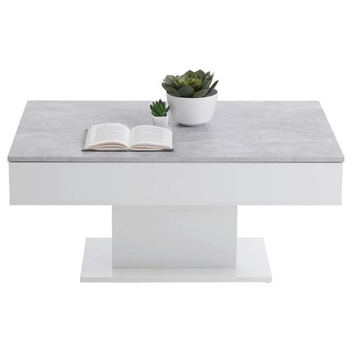Mid.you Couchtisch, Grau, Weiß, Holzwerkstoff, 1 Schublade(n) Schubladen, rechteckig, Bodenplatte, Sockel, 100x46x65 cm, Made in Germany, Stauraum, Wohnzimmer, Wohnzimmertische, Couchtische, Couchtische mit Stauraum