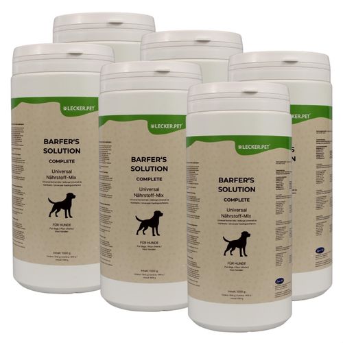 6 x 1 kg Lecker.Pet® Barfer's Solution Complete Universal Nährstoff Mix Pulver für Hunde
