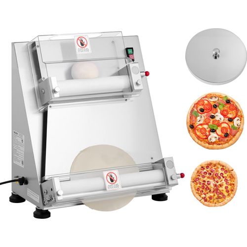 VEVOR elektrische Pizzateigpresse 355,6 mm Gebäck-Pressplatte, Brotpresse 390 W aus Edelstahl, kommerzieller Chapati Presse, Formmaschine mit einstellbarer Dicke & Teigpressdeckel, 260 Stk./h