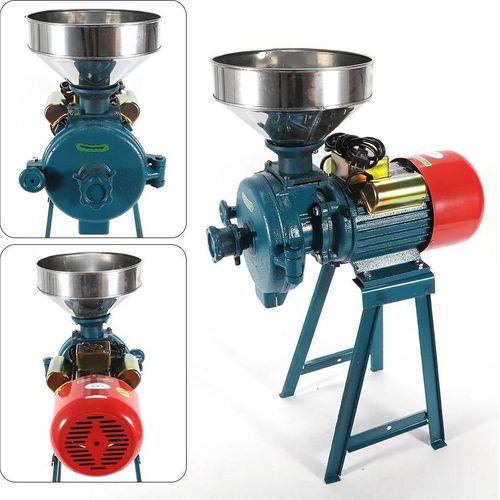 Elektrische Getreidemühle, 2200W 220V, für Trockengetreide (Mais, Reis, Futter), mit Trichter, EU-Stecker
