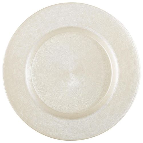 Novel Platzteller Set 4-tlg. , Weiß , Glas , Uni , rund , Lfgb , handbemalt , Essen & Trinken, Geschirr, Teller, Platzteller