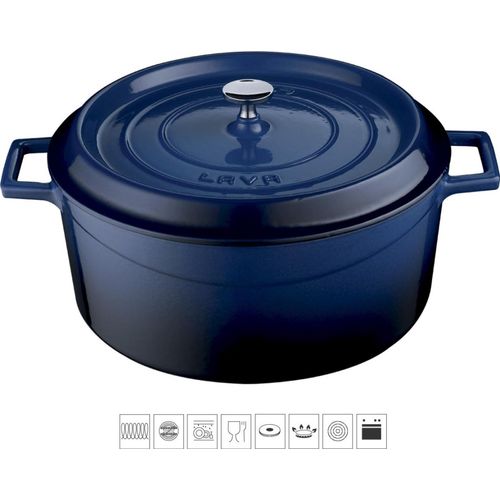 LAVA METAL Gusseiserner Topf rund 28cm - blau