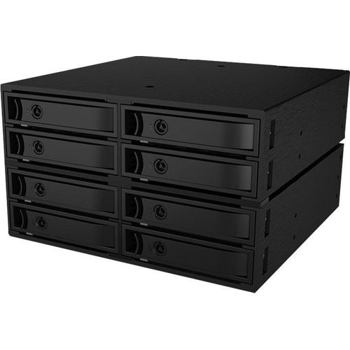ICY BOX Backplane für 8x 2,5" SATA/SAS HDD/SSD in 2x 5,25" in 2x 5,25" Schacht - Zwei Lüfter (50x50 mm)
