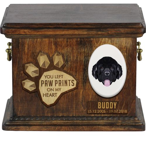 Neufundländer, Newfoundland Personalisierte Hundeurne mit Gravur, Erinnerungsbox für Hundeknochen von der Marke Art-Dog