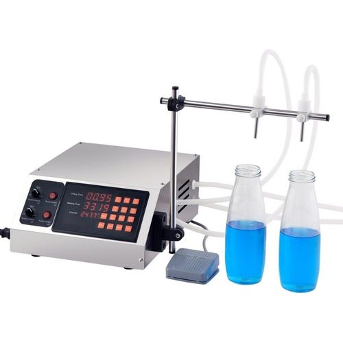 Abfüllmaschine Doppeldüse - Unabhängige Füllkanäle - Flüssigkeitsabfüllmaschine 3,7 L/min - Flaschenabfüllmaschine 34 x 26 x 14 cm - Pastenfüllmaschine Edelstahl - Füllmaschine Wein Milch usw.