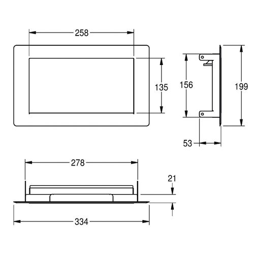 KWC AR Abfallabwurfklappe, RODAN, Edst., 330x53x195 mm, Einbau von oben