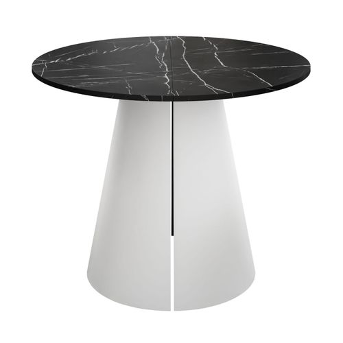 Runder Ausziehtisch LAVA, Tischdurchmesser 120 cm, Weiß / Black Pietra Grigia