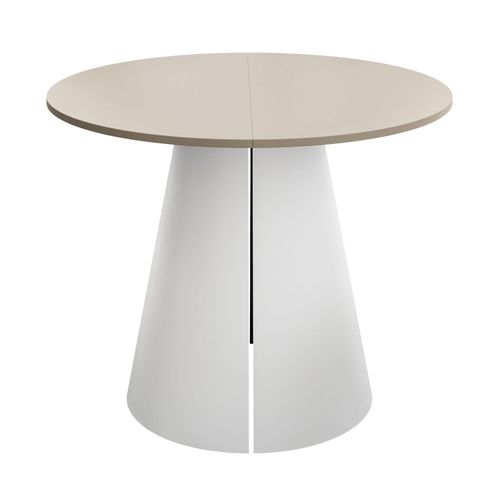 Runder Ausziehtisch LAVA, Tischdurchmesser 100 cm, Weiß / Kaschmir matt