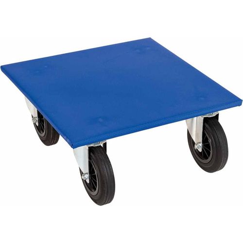 Möbelroller Holz, Rollen ø 200 mm Gummi, 600 x 600 mm, Anti-Rutschbelag, 750 kg, Blau
