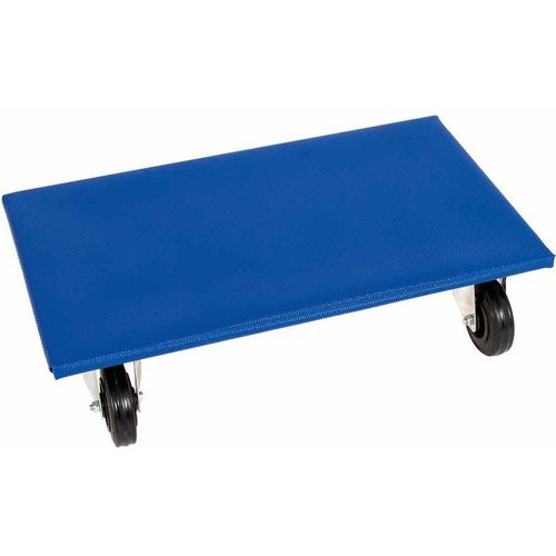 Möbelroller Holz, 2 Stück, Rollen ø 100 mm Gummi, 350 x 600 mm, Anti-Rutschbelag, 300 kg, Blau