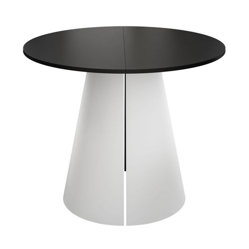 Runder Ausziehtisch LAVA, Tischdurchmesser 120 cm, Weiß / Schwarz matt